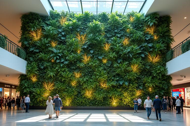 Centro comercial con gran muro viviente