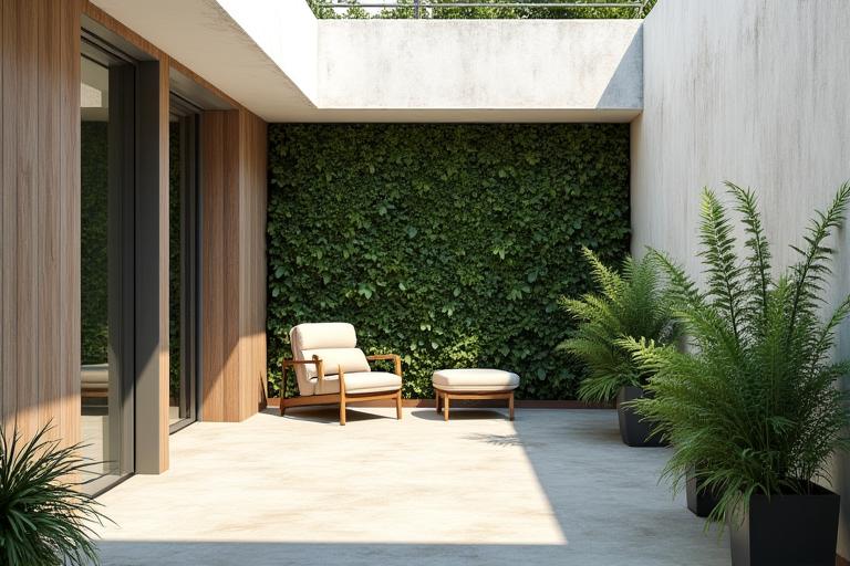 Residencia privada con patio y jardín vertical
